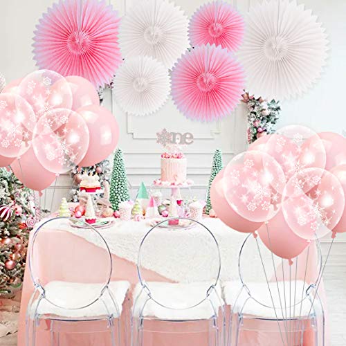 KREATWOW Winter Onederland 1st Birthday Decorations Pink Snowflake First Birthday Party Supplies wit - //coolthings.us