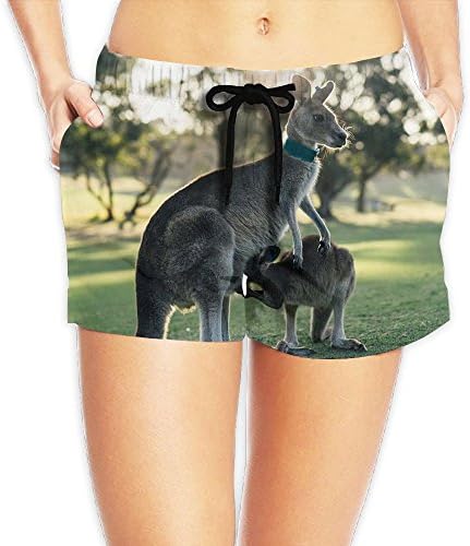Pantgua1 Australian Kangaroo Poster Women Color Fashion Swim Trunk Beach Shorts Boardshorts Pants Pocket