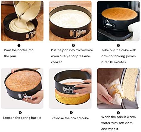 EKKONG Moule à Gàteau Rond à Charnière Réglable 3 Étages Acier Inoxydable Lot de 3(4" 7" 9") (3 pièces)