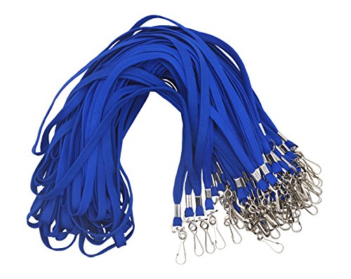 BLUE Lanyard 50PCS 33-Inch Flat Cotton Lanyard with Swivel Hook (Blue)