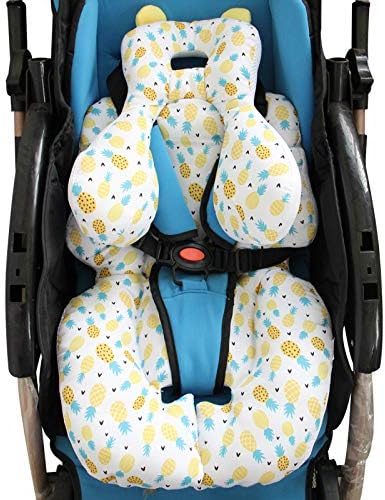 AIPINQI Head And Body Support Pillow with Neck Support for Baby Car Seat and Strollers, Pineapple