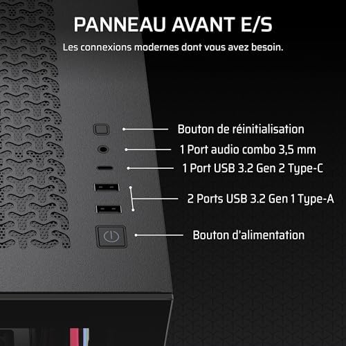 3500X LX-R RGB Boîtier PC Mi-Tour avec Vitre Panoramique – 3 Ventilateurs RGB LX120-R Préinstallés, Comprend System Hub, Peut Accueillir Jusqu'à 10 Ventilateurs de 120 mm – Noir