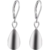 Silver Dangle Earrings for Women, Copper Teardrop Waterdrop Earrings Hammered Leverback Water Drop Dangle Jewelry for Women Gifts