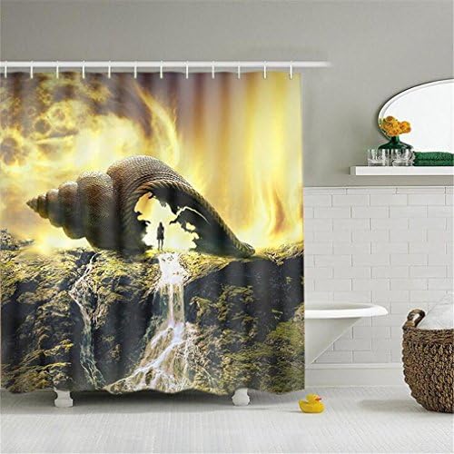 GUOW 3D Digital Shower Curtain Glass Creative Printing Waterproof Curtains Polyester Green Bathroom Partition Screens , C
