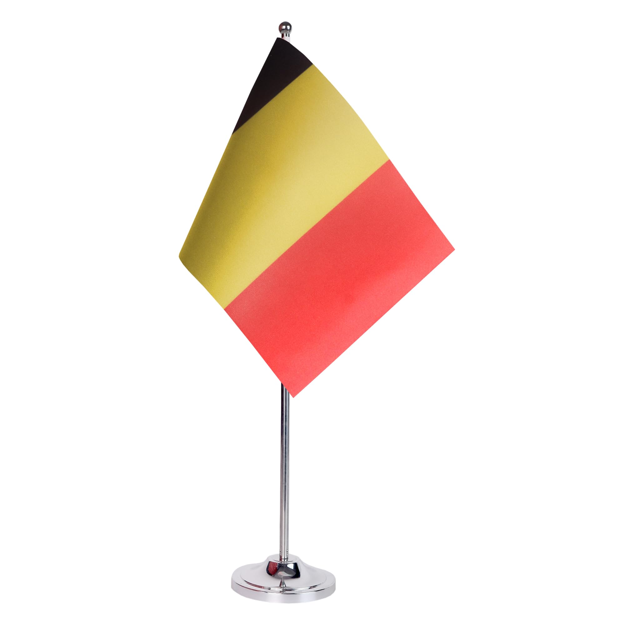 AZ FLAG Belgium Prestige Table Flag 6'' x 9'' - Belgian Office Decoration 100% Satin 22 x 15 cm - Desk Flag with Steel Pole and Base