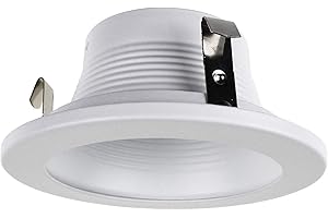 TDH LIGHTING 4 Inch Recessed Can Light Trim with White Metal Step Baffle, Fit Halo/Juno Remodel Recessed Housing, Line Voltage
