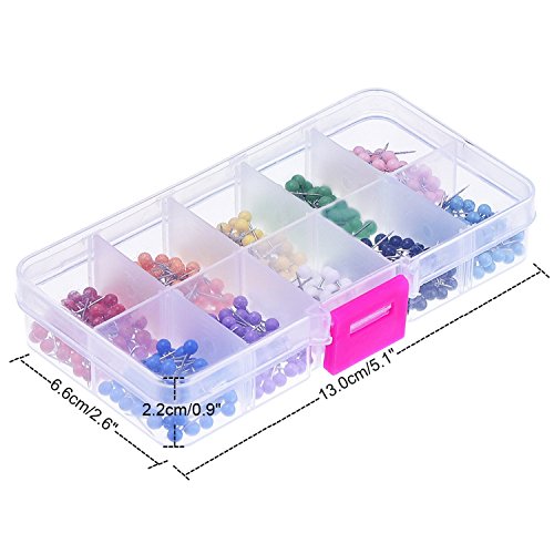 Map Tacks Push Pins Plastic Head with Steel Point, 1/8 Inch, 500 Pieces