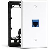 DIYTECH 1 Port Ethernet Wall Plate, Cat 6, Wall Outlet, RJ45 Female to Female Keystone Jacks - White
