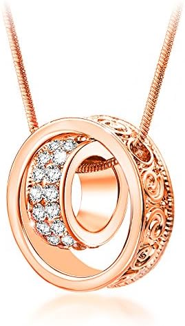 Songpanna Women Classic White Crystal Rose Gold Plated Pendant Necklaces for Ladies Mother's Day Gift