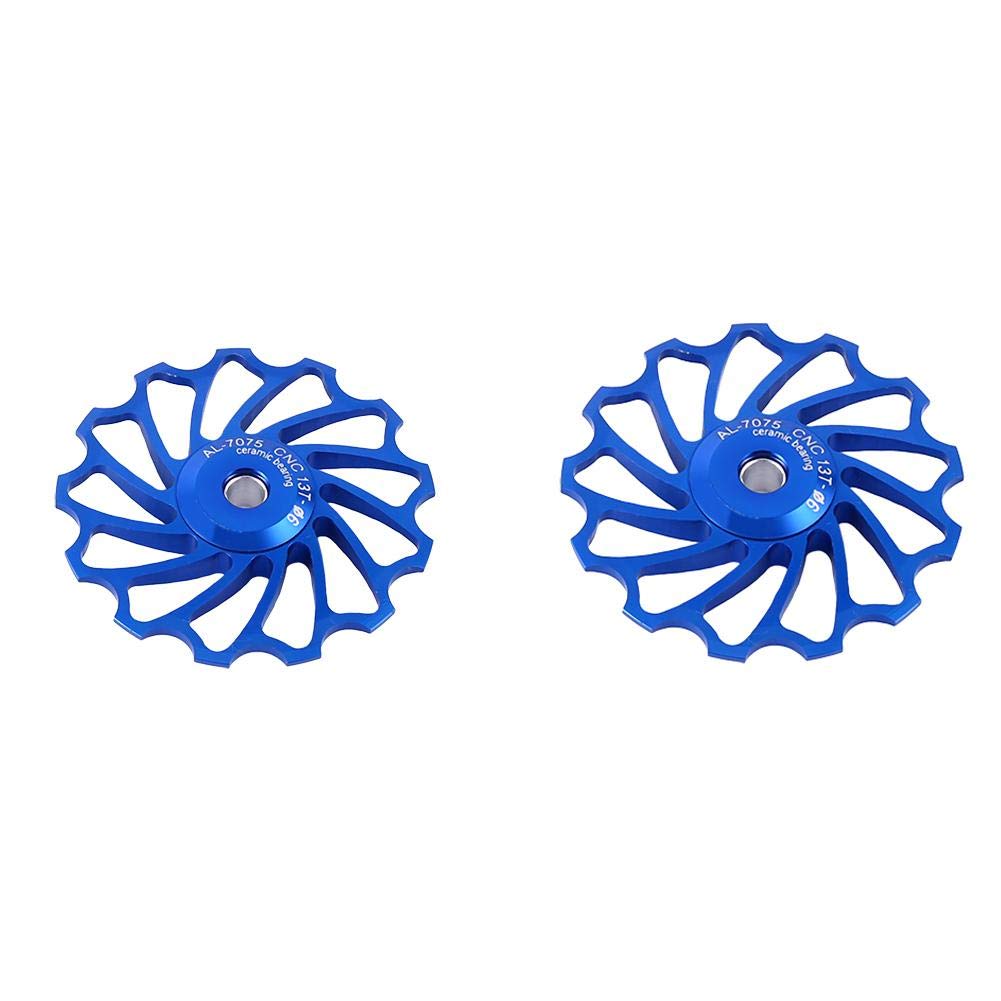 Bicycle Rear Derailleur, 11T/13T Sealed Bearing Wheel Rear Derailleur Pulley Ceramic Bearings Suit for Most of Rear Derailleur on the Market, Support 7/8/9/10 Speed,For Bike(Blue 13T)