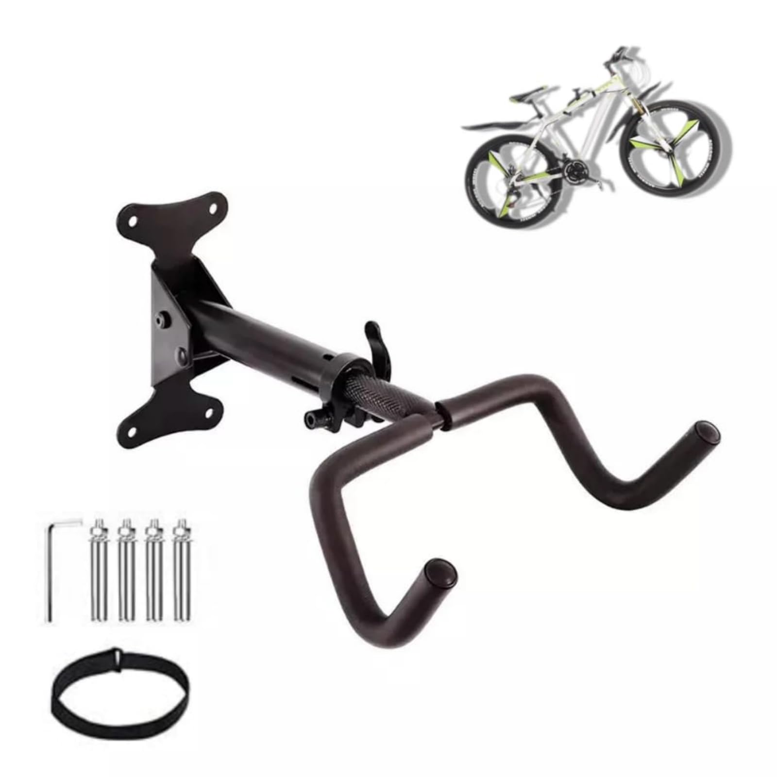 MEETOZ Heavy Duty Bike Wall Mounted Holder Hook, Bicycle Wall Mount Hanger, Cycle Wall Mounted Bike Rack, Bike Wall Rack, Adjustable Angle & length and Foldable with Foam Padded Protective Frame