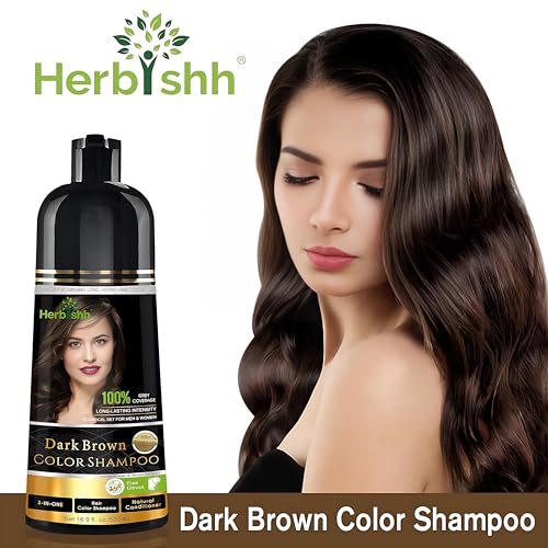 Herbishh Hair Color Shampoo For Gray Hair – Magic Hair Dye Shampoo – Colors Hair In Minutes–Long Lasting–500 Ml–3-In-1 Hair Color–Ammonia-Free | Herbishh (Dark Brown)