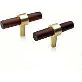 M MIMHOOY 2 Pack 2.36 Inch Length Cabinet Pulls Walnut Wood, Cabinet Handles, Drawer Pulls, Cabinet Hardware - Single Hole T Knobs