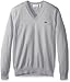 Lacoste Men's Cotton Jersey V Neck Sweater with Pique Stitch Details, AH7894, Silver/Grey Chine, Small