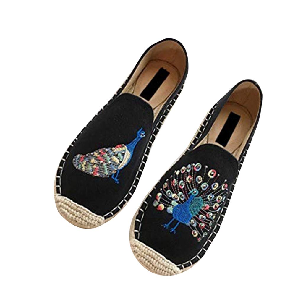 Mua エスパドリーユ レディース ローカット スリッポン 刺繍 スニーカー 綿麻 ジュートシューズ キャンバス ズック靴 通気性 コンフォート 歩きやすい 黒 婦人靴 ママ 蒸れにくい 快適 旅行 春夏 秋冬 通学 通勤 散歩 仕事 おしゃれ Tren Amazon Nhật Chinh Hang