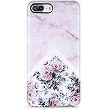 iPhone 7 Plus Case for Girls, iPhone 8 Plus Case for Women,VIVIBIN Cute Purple and Gold Marble,Clear Bumper Soft Silicone Rubber Matte TPU Best Protective Cover Slim Fit Phone Case for iPhone 7 Plus/8