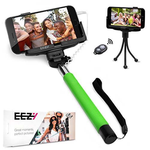 EEZ-Y Wired Selfie Stick Bundle w/ Flexible Tripod Bluetooth Remote Two  Adjustable Phone Holders Awesome Photography Tools for iPhone Samsung