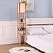 Brightech - Maxwell Shelf Floor Lamp - Modern Mood Lighting for your Living Room and Bedroom - Shade Diffused Light Source with Open-Box Shelves - Natural Wood