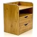 Intriom bamboo 4 Tier Mini Desk Organizer Storage With Drawers 7.5 x 5.1 x 8.2 in (L x W x H)