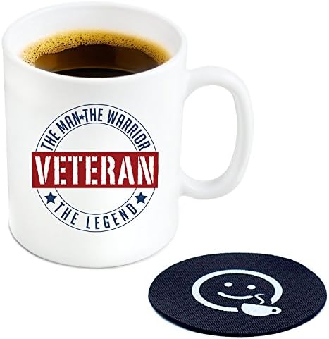 Veteran The Man The Warrior The Legend Coffee Mug, 11oz - Cool Novelty Gift Idea for the service hero in your life. (1)