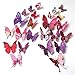 Mudder 3D Butterfly Stickers Wall Stickers for Home, Room Decoration, 24 Pieces (Purple Red)
