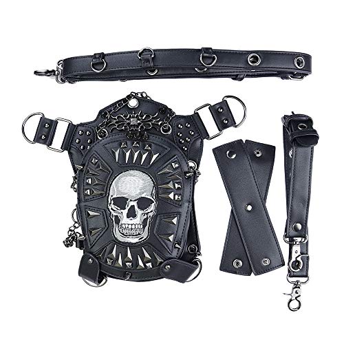 steel master Punk Skull Waist Bags Leg Holster Retro Bags Goth Shoulder Waist Bags Packs