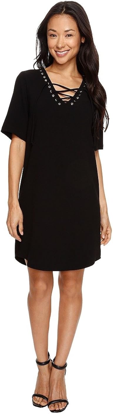 Karen Kane Women's Lace-up Shirttail Dress, Black, XL at Amazon Womenâs Clothing store