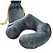 PUREFLY Soft Velvet Inflatable Travel Neck Pillow for Airplanes with Packsack