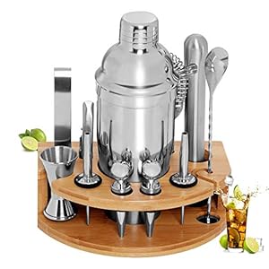 GARDOM Cocktail Making Set met Stand 12 Stuk-RVS Cocktail Shaker 750ml-Barman Kit met Jigger| Menglepel|Drank Gieten…