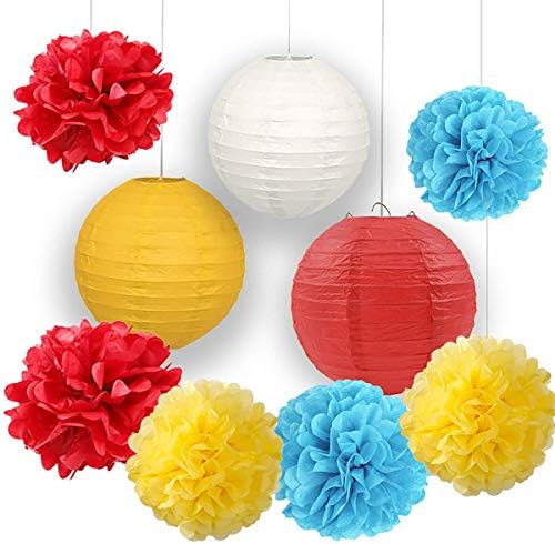 Carnival Party Supplies Tissue Paper Flowers Pom Pom Paper Lanterns for Circus Baby Shower Circus Party Supplies