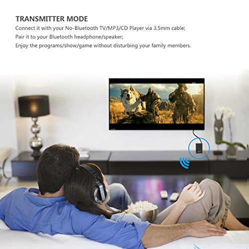 Smof 2-in-1 Bluetooth Transmitter Receiver,Bluetooth Car Kit/Portable Wireless 3.5mm Audio Adapter forTV,PC,MP3/MP4,CD Player,iPhone,Home/Car Audio Systems