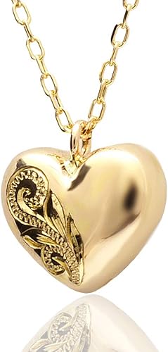 Amazon ハワイアンジュエリー ネックレス レディース K10 ゴールド 10k 金10 フラフィハート ペンダント 40cmチェーン付き ネックレス 通販