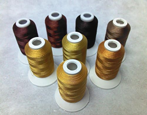 8 Same Color Shade Polyester Embroidery Machine Thread for Janome Brother Pfaff Bernina Babylock Singer Husqvarna Machines (Brown)