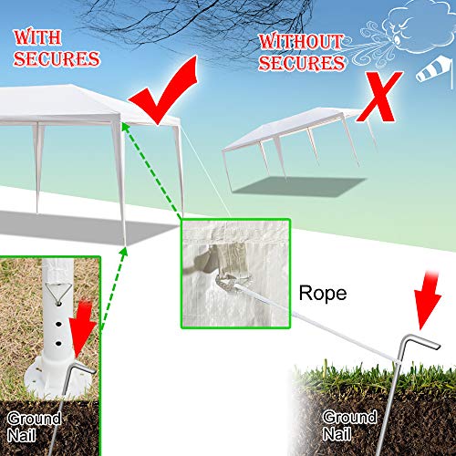 VINGLI 10' x 20' Outdoor Canopy Wedding Party Tent with 4 Removable Sidewalls and Zippered Door, Upgraded Steady Unique Frame Design,Sun Shelter Gazebo Pavilion Event, Pool Canopy - Thumbnail 7