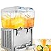 OrangeA Juice Dispenser Commercial Beverage Dispenser with Spigot Drink Dispenser 9.5 Gallon Cold Fruit Juice Beverage Ice Tea Drink Dispenser 18L X 2 Tanks (9.5 Gallon 2 Tanks)