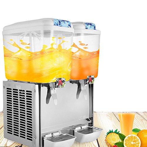 OrangeA Juice Dispenser Commercial Beverage Dispenser with Spigot Drink Dispenser 9.5 Gallon Cold Fruit Juice Beverage Ice Tea Drink Dispenser 18L X 2 Tanks (9.5 Gallon 2 Tanks)
