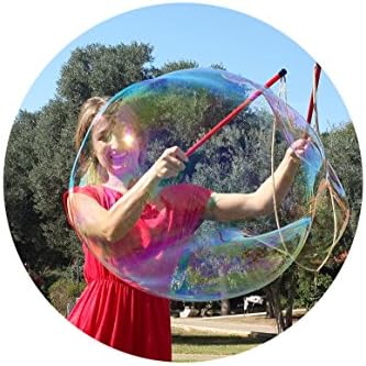 Giant Bubble KIT ! - Bubble Wand - Amazing bubbles that LAST - Fun for hours! - Free Unique Bubble Trampoline - Makes 3 GALLONS.