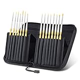 15pcs Artist Fine Detail Paint Brush Set, Miniature Paintbrushes, Handmade with Pop-up Carrying Case for Acrylic, Oil, Watercolor, Gouache,Tempera, Enamel, Nail and Body Painting - Tdbest
