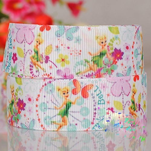 10 Yards 1"(25mm) Tinkerbell Princess Cartoon Printed Grosgrain Ribbon for Kids Diy Hairbow Craft No.9587198