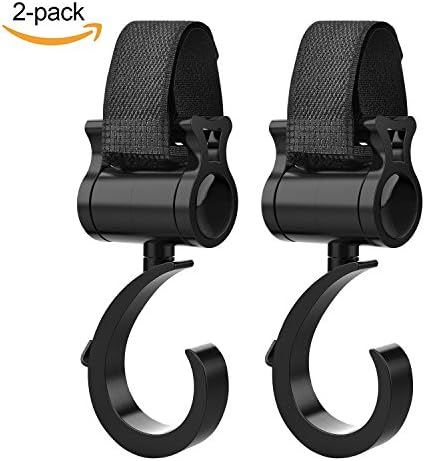 Baby Stroller Hook,AIKOSHA Multi Purpose Hooks Swivel Baby Stroller Hook Hanger Pushchair Hook Heavy Duty Stroller Hooks for Secure Purses, Diaper Bags, Stroller Bags Black