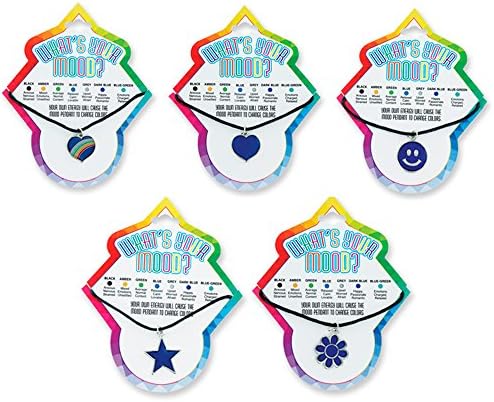 12 x Mood Pendant Necklace Color Change Whats Your Mood Happy Sad Colors