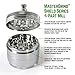 MasterGrind Shield Series 4-Piece Mill Grinder for Herb-Spices-Tobacco - Large (2.5 inch - 63mm) - Silver - Premium Aluminum Grinder with 3 Chambers - Micron Screen - Includes Mini-Scraper