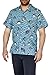 Funny Guy Mugs Mens Shark Hawaiian Print Button Down Short Sleeve Shirt, Medium