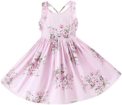 Tonwod Little Girl Dress,Sleeveless Cotton Casual Summer Floral Sundress