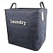 Household Denim Collapsible Large Size Laundry Hamper with Two Handles, Heavy Duty and Durable, Collapsible and Self Standing as Laundry Basket (17 x 13.3 x 16.5inch) (Large Denim)