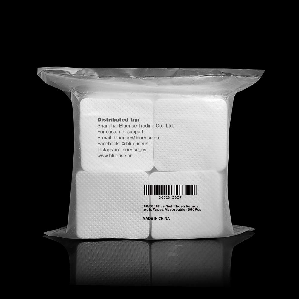 BLUERISE 500Pcs Nail Pliosh Remover Wipes Cotton Soft Lint Free Nail Wipes Individually Sealed Packet Nail Polish Remover Pads Absorbable : Beauty