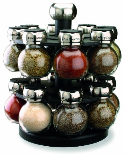 Olde Thompson 16-Jar Labeled Orbit Spice Rack Jars & Rack - //coolthings.us