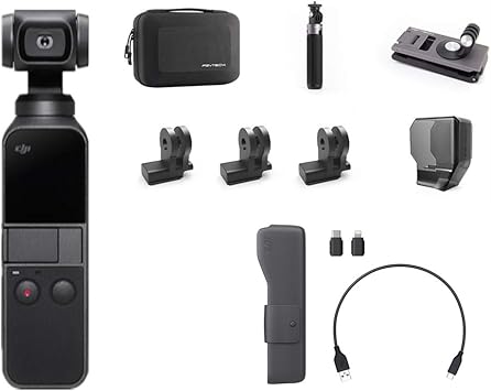 Amazon Com Dji Osmo Pocket Handheld 3 Axis Stabilizer Gimbal Camera Adventure Bundle Includes Pgytech Travel Set Carrying Case Gimbal Protector Strap Holder Extension Pole Tripod And 3 Prong Mounts Camera Photo