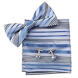 EBC1A40 Beautiful Gifts Stripes Silk Pre-tied Bow Tie Cufflinks Hanky By Epoint