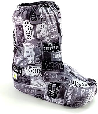 My Recovers Walking Brace Cover, Fashion Cover in Vintage Motorcycle Plates, Short Boot, Made in USA, Orthopedic Products Accessories (Small)